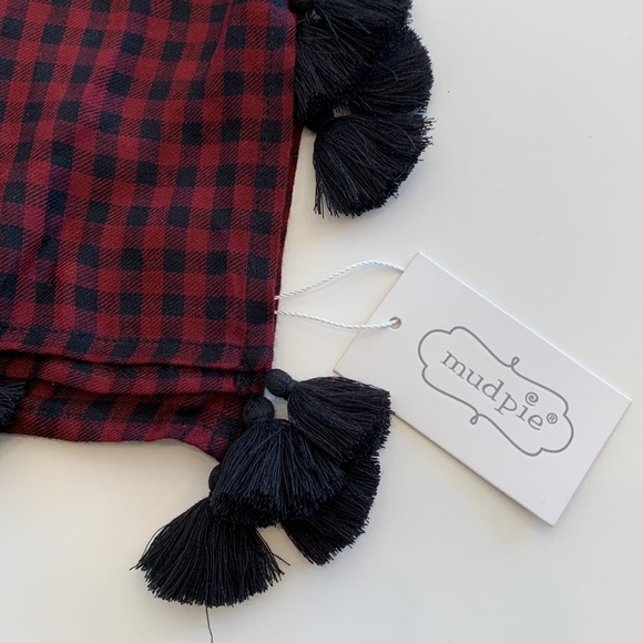 Mud Pie Gingham Square 100% Viscose Scarf, Burgundy & Black, 50” x50”, NWT - Picture 2 of 9
